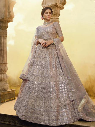 Myra Onion Heavy Embroidered crepe Lehenga - Distacart