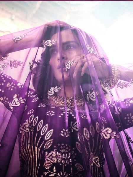 Myra Wine Art Silk Embroidered Lehenga - Distacart