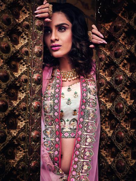Myra Off White Organza Heavy Embroidered Lehenga - Distacart