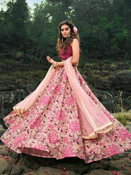 Myra Magenta Pink Embroiderd Net Lehenga Choli - Distacart