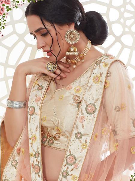Myra Cream Mulberry Embroidered Lehenga