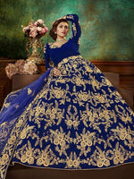 Thumbnail for Blue Velvet Embroidered Anarkali Suit