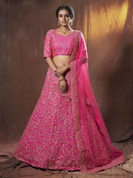 Thumbnail for Myra Pink Embroidered Art Silk Lehenga