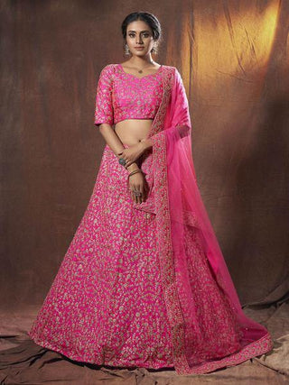 Myra Pink Embroidered Art Silk Lehenga