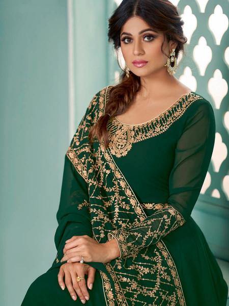 Myra Green Embroidered Real Georgette Anarkali Suit online