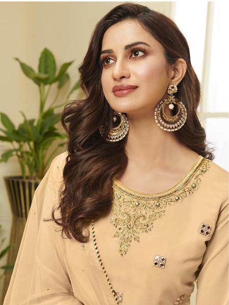 Myra Musturd Yellow Georgette Embroidered Palazzo Sui - Distacart