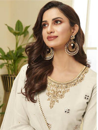 Thumbnail for Myra Cream Georgette Embroidered Palazzo Suit