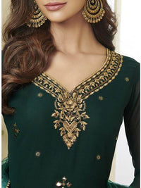 Thumbnail for Myra Beautiful Green Georgette Embroidered Palazzo Suit Online