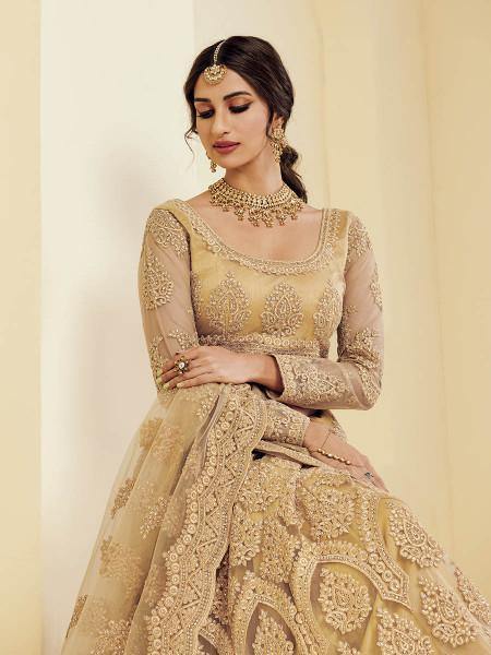 Myra Traditional Golden Heavy Embroidered Net Bridal Lehenga