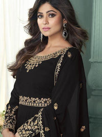 Thumbnail for Myra Black and Gold Georgette Embroidered Anarkali Suit online