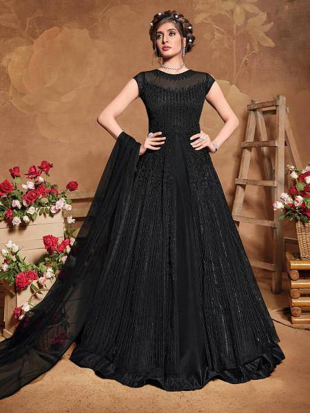 Myra Black Butterfly Net Embroidered Anarkali Suit