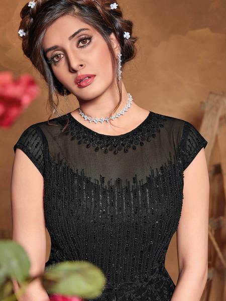 Myra Black Butterfly Net Embroidered Anarkali Suit online