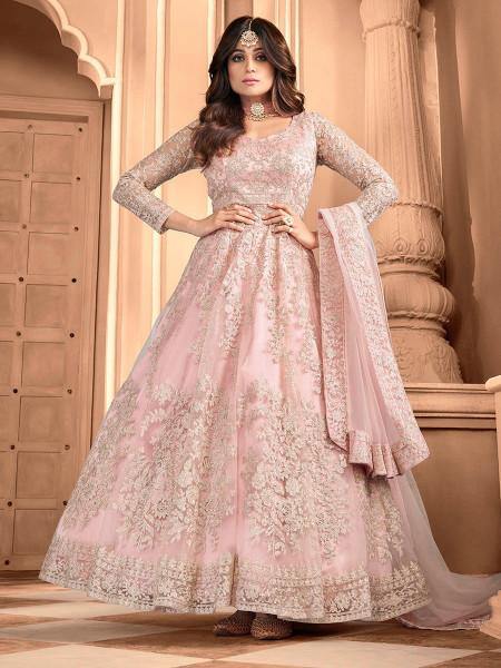 Myra Light Pink Butterfly Net Embroidered Anarkali Suit online