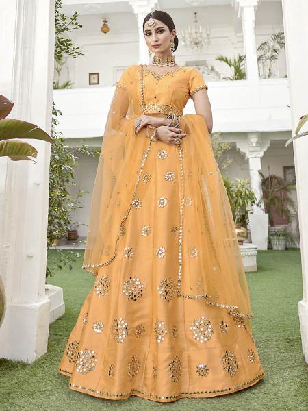 Myra Yellow Heavy Embroidered Silk Bridal Lehenga