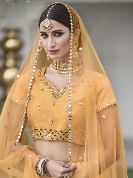 Myra Yellow Heavy Embroidered Silk Bridal Lehenga