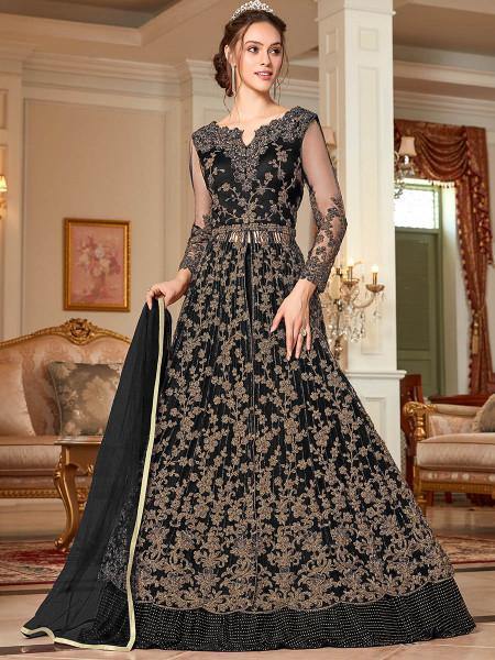 Myra Black Embroidery Gown online