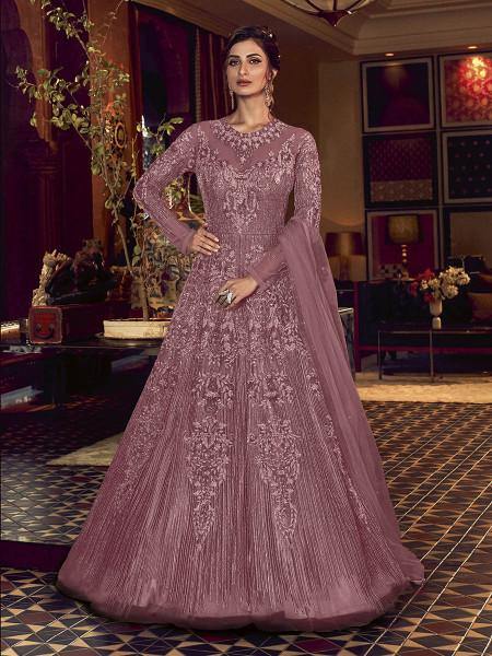 Myra Purple Premium Net Anarkali Suit