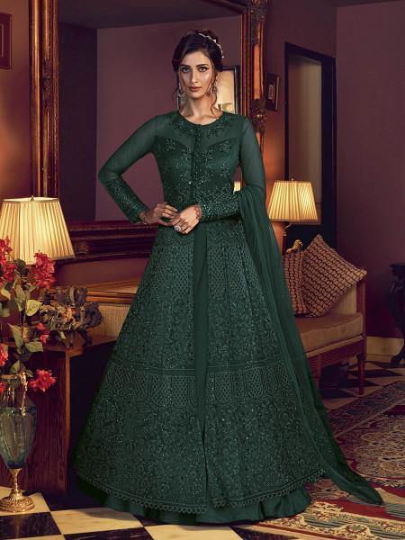 Myra Deep Green Premium Net Anarkali Suit