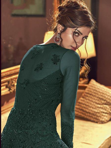 Myra Deep Green Premium Net Anarkali Suit Online