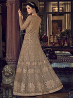 Thumbnail for Golden Cream Embroidered Butterfly Net Anarkali Suit