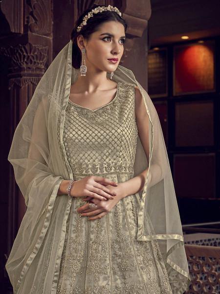 Myra Off White Embroidered Butterfly Net Anarkali Suit online