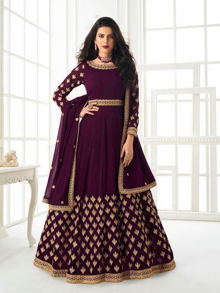 Myra Purple Georgette Embroidered Anarkali Suit
