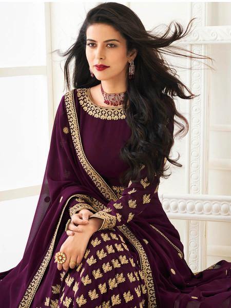 Myra Purple Georgette Embroidered Anarkali Suit