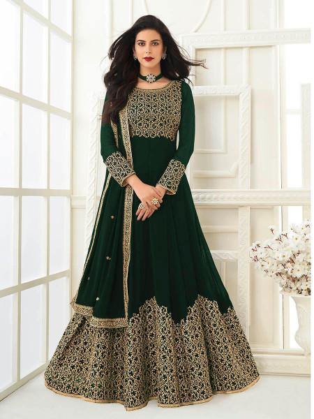 Myra Deep Green Georgette Embroidered Anarkali Suit