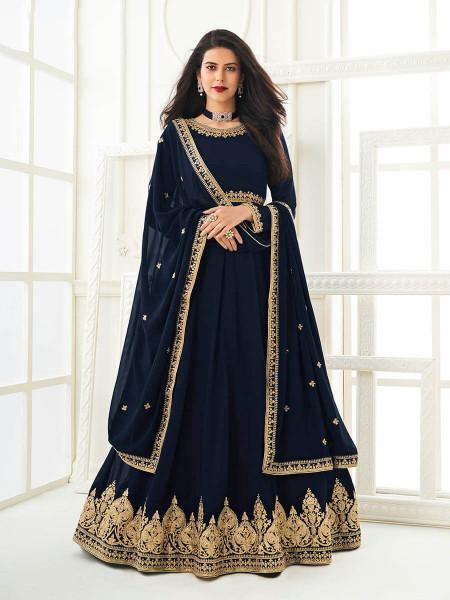 Myra Navy Blue Georgette Embroidered Anarkali Suit