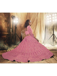 Thumbnail for Beautiful Dusty Pink Heavy Embroidered Net Bridal 