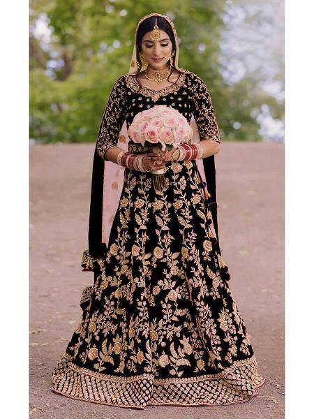 Myra Coco Heavy Embroidered Velvet Bridal Lehenga