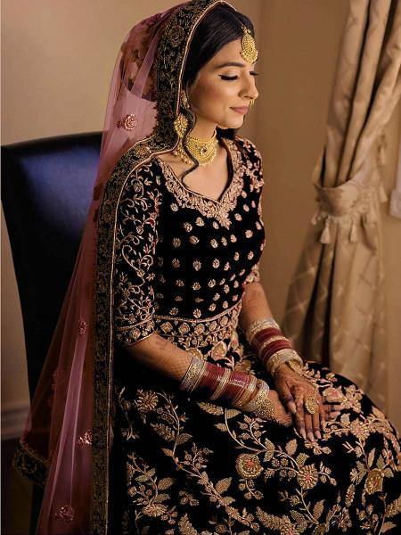 Myra Coco Heavy Embroidered Velvet Bridal Lehenga