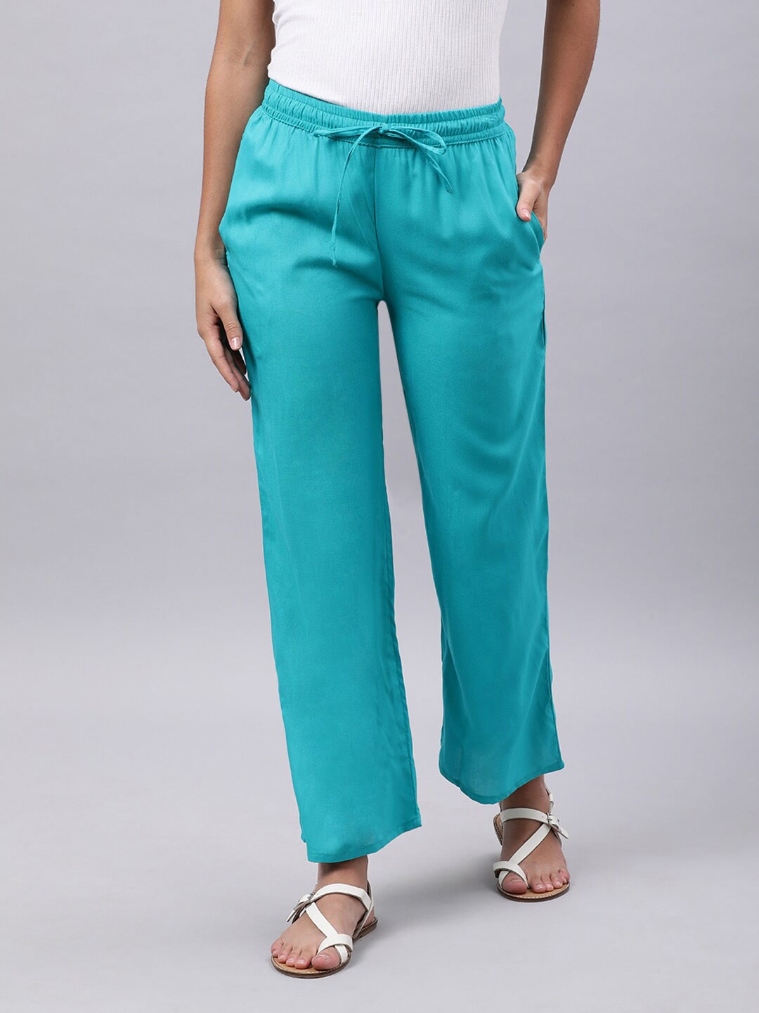 Souchii Blue Liva Palazzos - Distacart