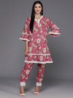 Thumbnail for Biba Women Floral Printed Regular Pure Cotton Kurta with Trousers - Distacart