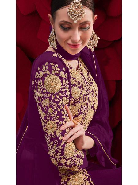Myra Light Purple Georgette Embroidered Anarkali Pant Style 