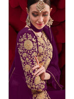 Thumbnail for Myra Light Purple Georgette Embroidered Anarkali Pant Style 