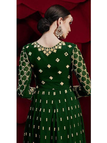 Myra Green Georgette Embroidered Anarkali 
