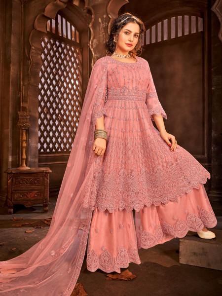 Myra Beautiful Dusty Pink Heavy Embroidered Gharara Suit