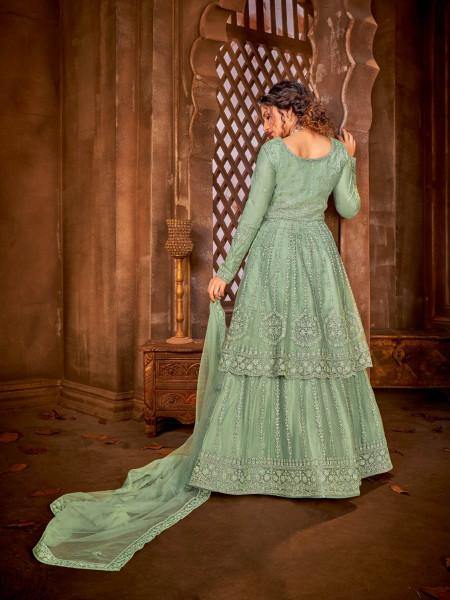 Myra Sea Green Heavy Embroidered Gharara Suit