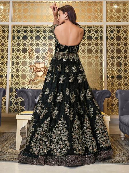 Myra Black Net Embroidery Gown online