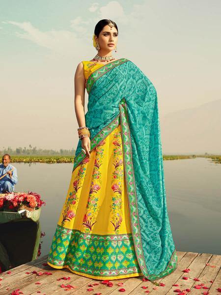 Myra Beautiful Multicolour Silk Muslan Printed Traditional Lehenga Choli