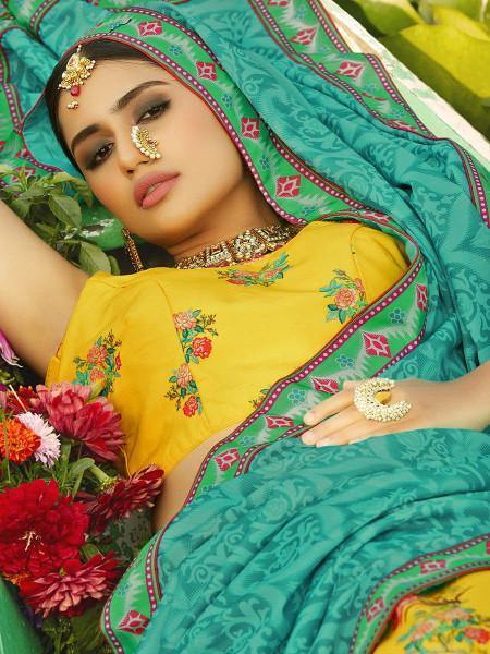 Myra Beautiful Multicolour Silk Muslan Printed Traditional Lehenga Choli Online