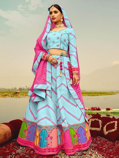 Myra Multicolour Silk Muslan Printed Traditional Lehenga Choli