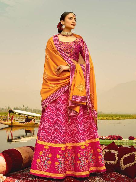 Myra Multicolour Silk Muslan Printed Lehenga Choli For Weddings