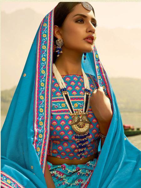 Myra Multicolour Silk Muslan Printed Lehenga Choli online