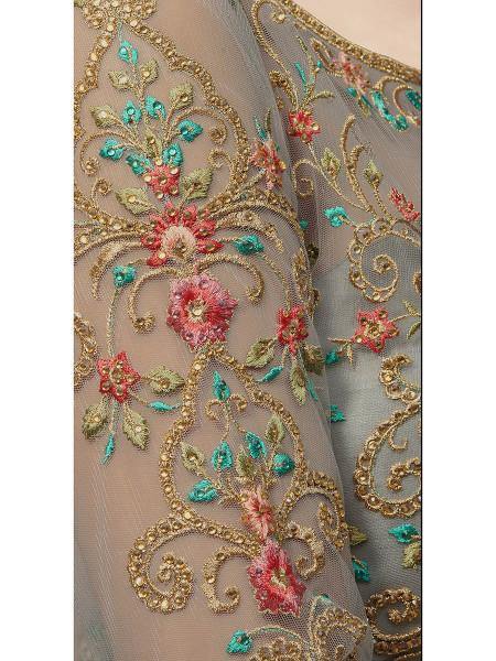 Buy Myra Grey Soft Net Embroidered Handwork Gown Style Suit Online At ...