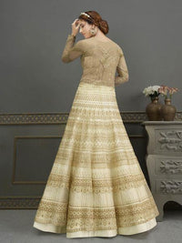 Thumbnail for Myra Pista Soft Net Embroidered Handwork Gown Style Suit