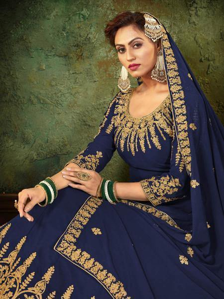 Myra Navy Blue Georgette Embroidered Gown online