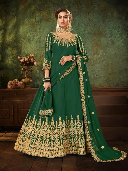 Myra Green Georgette Embroidered Gown