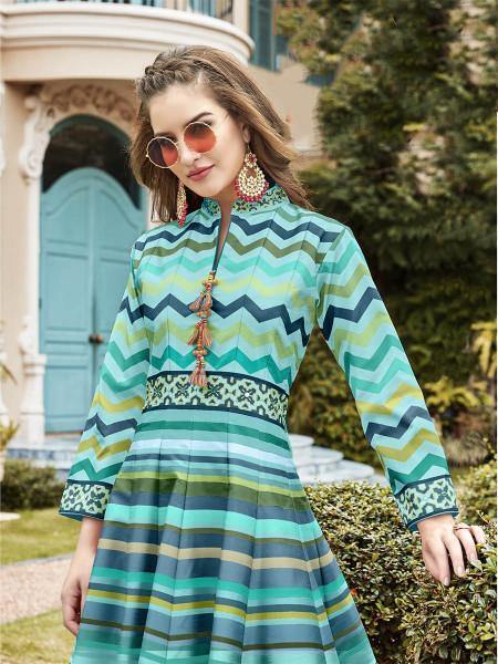 Myra Multicolour Silk Digital Patola Gown online